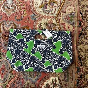 Lilibridge Cotton Canvas Zebra Print Beach Bag NWT